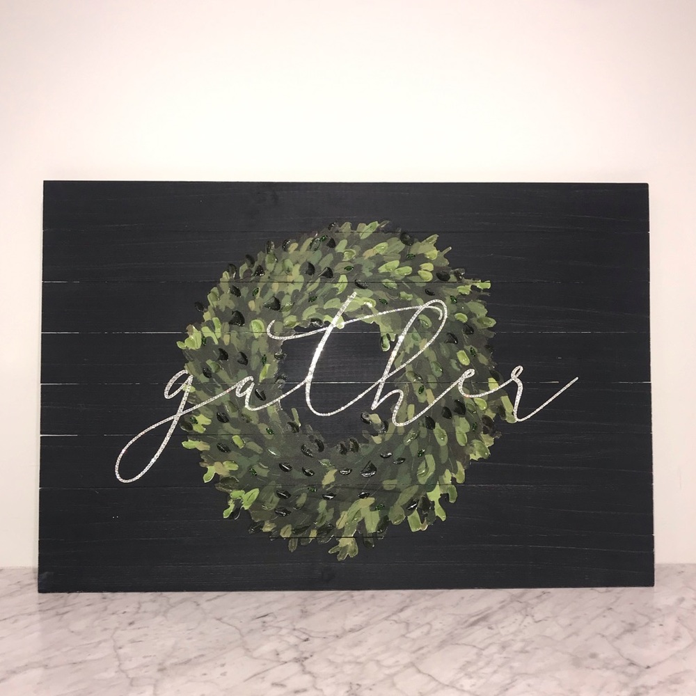 BNWT “Gather" Wall Decor Black Distressed Barn Wood Swarovski Crystal Bling